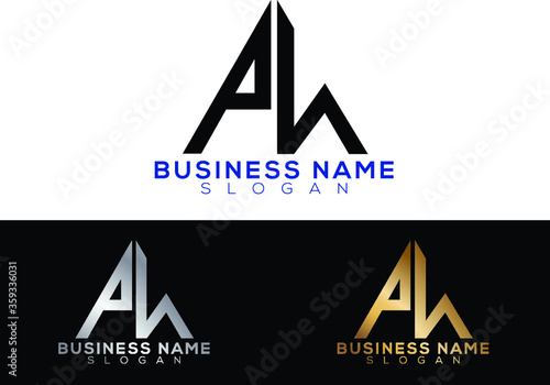 PH initial letters linked triangle shape logo
