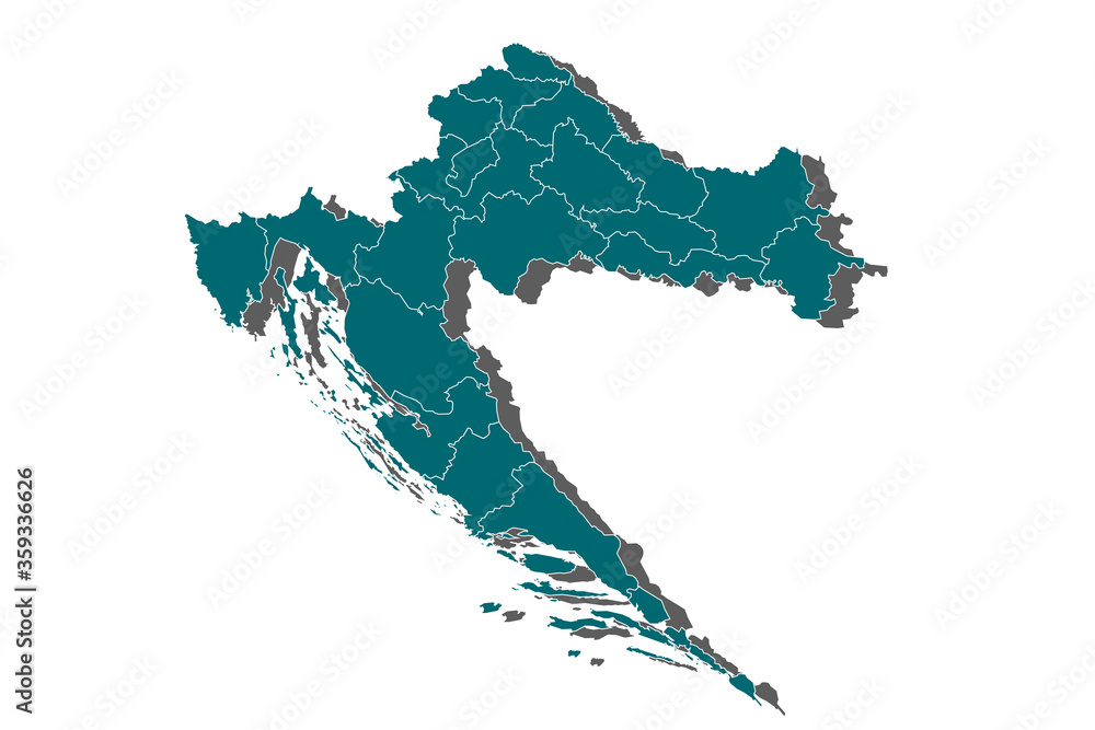  High detailed blue vector map - Croatia, Map of Croatia - Blue Geometric Rumpled Triangular , Polygonal Design For Your . Vector illustration eps 10. - Vector