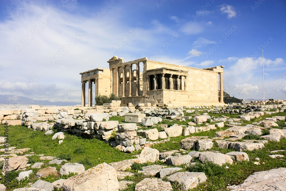 Panorama of Erechtheion temple in Athens, Greece