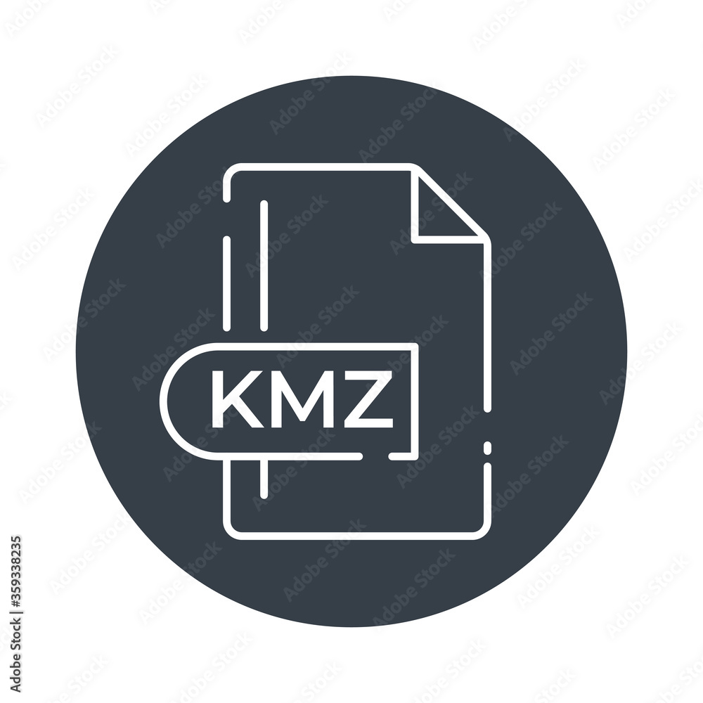 KMZ File Format Icon. KMZ extension filled icon. KMZ File Format Icon. KMZ extension filled icon.