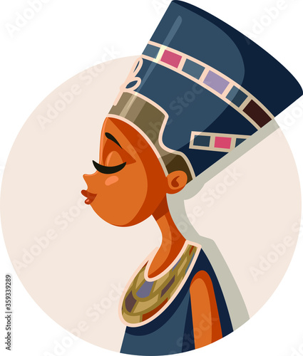 Egyptian Queen Nefertiti Vector Cartoon Illustration 