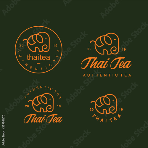 Thai Tea elephant logo badge vector icon