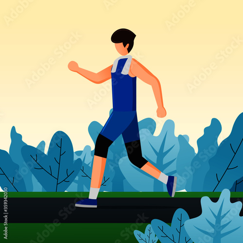 vector illustration of a man jogging