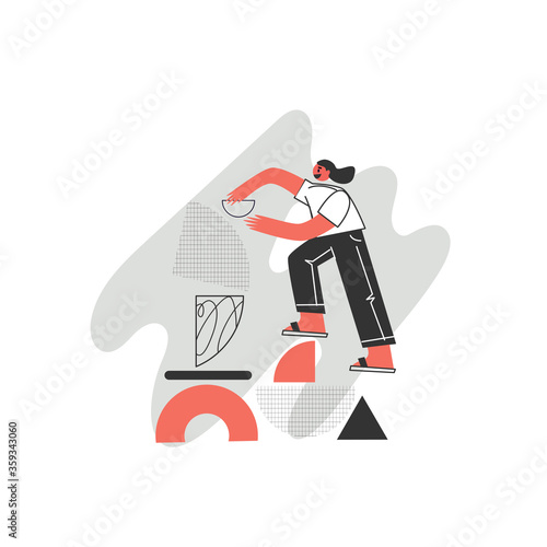 Business concept. Command metaphor. People juggling elements. Vector illustration of the style of flat design. Symbol of teamwork, collaboration, partnership.
