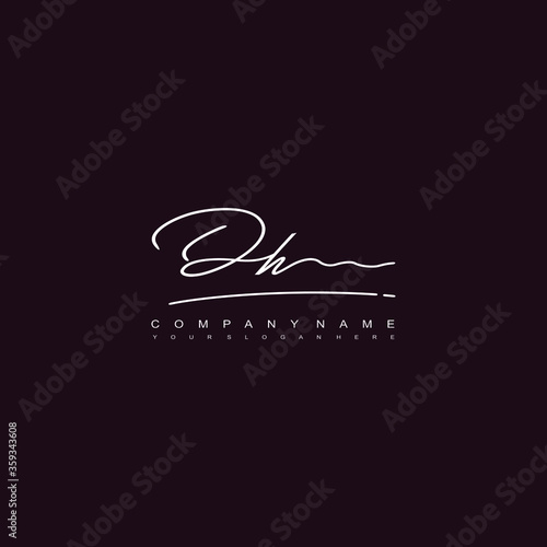 DH initials signature logo. Handwriting logo vector templates. Hand drawn Calligraphy lettering Vector illustration.