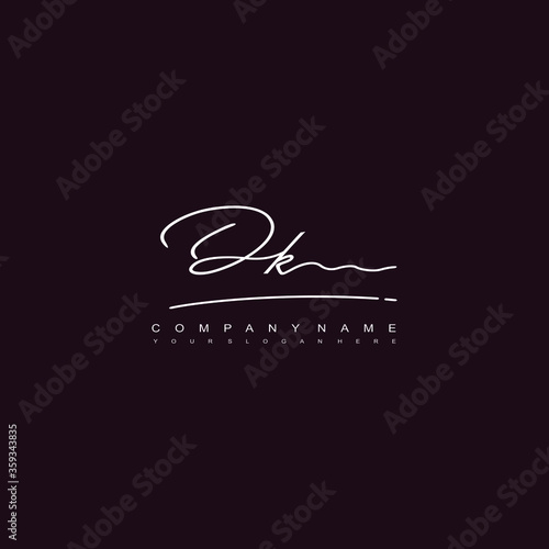 DK initials signature logo. Handwriting logo vector templates. Hand drawn Calligraphy lettering Vector illustration. photo