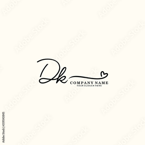 DK initials signature logo. Handwriting logo vector templates. Hand drawn Calligraphy lettering Vector illustration.