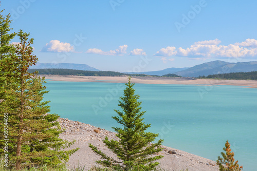 Beautiful blue lake in Canadian mountainside