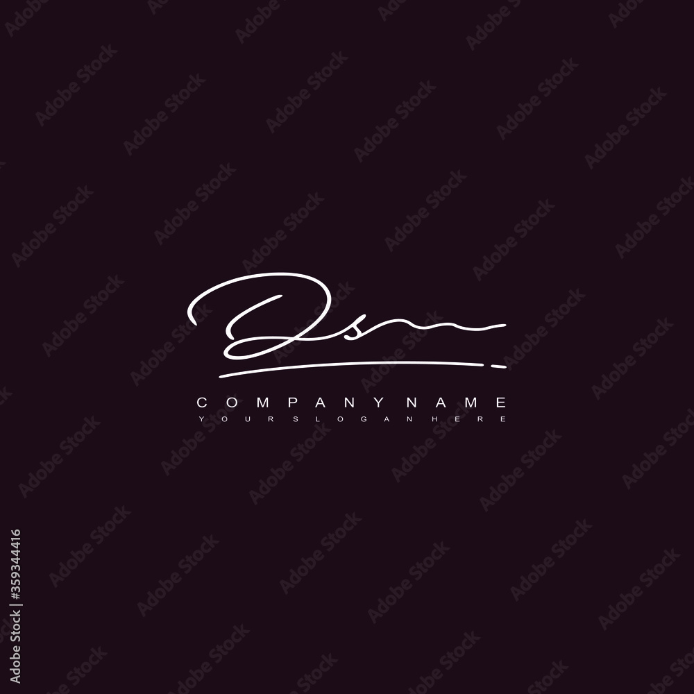 Obraz premium DS initials signature logo. Handwriting logo vector templates. Hand drawn Calligraphy lettering Vector illustration.