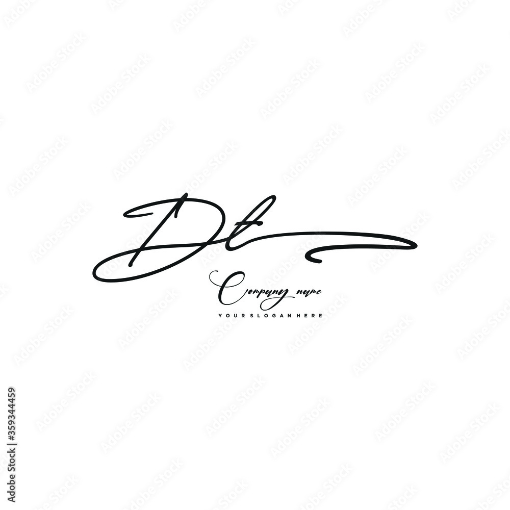 DT initials signature logo. Handwriting logo vector templates. Hand drawn Calligraphy lettering Vector illustration. DT initials signature logo. Handwriting logo vector templates. Hand drawn Calligraphy lettering Vector illustration.