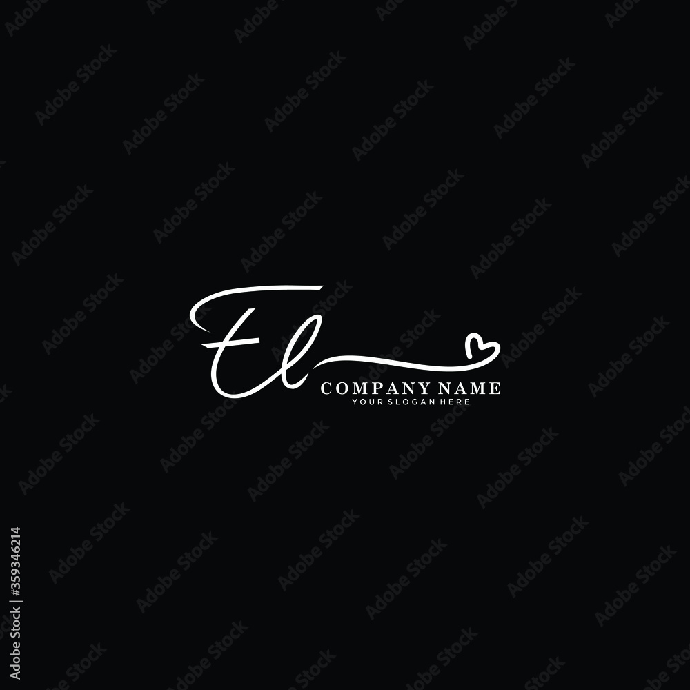 EL initials signature logo. Handwriting logo vector templates. Hand drawn Calligraphy lettering Vector illustration. - obrazy, fototapety, plakaty 