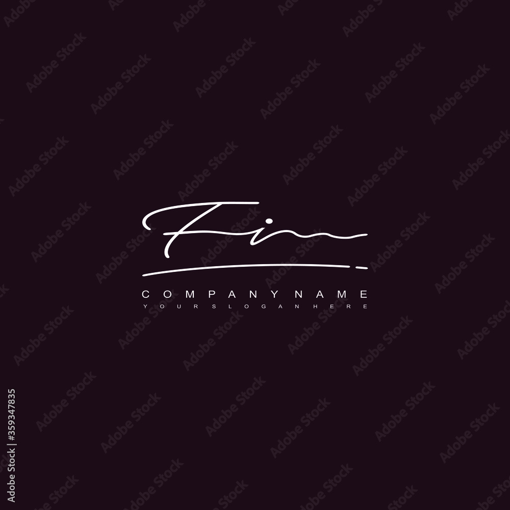 Obraz premium FI initials signature logo. Handwriting logo vector templates. Hand drawn Calligraphy lettering Vector illustration.