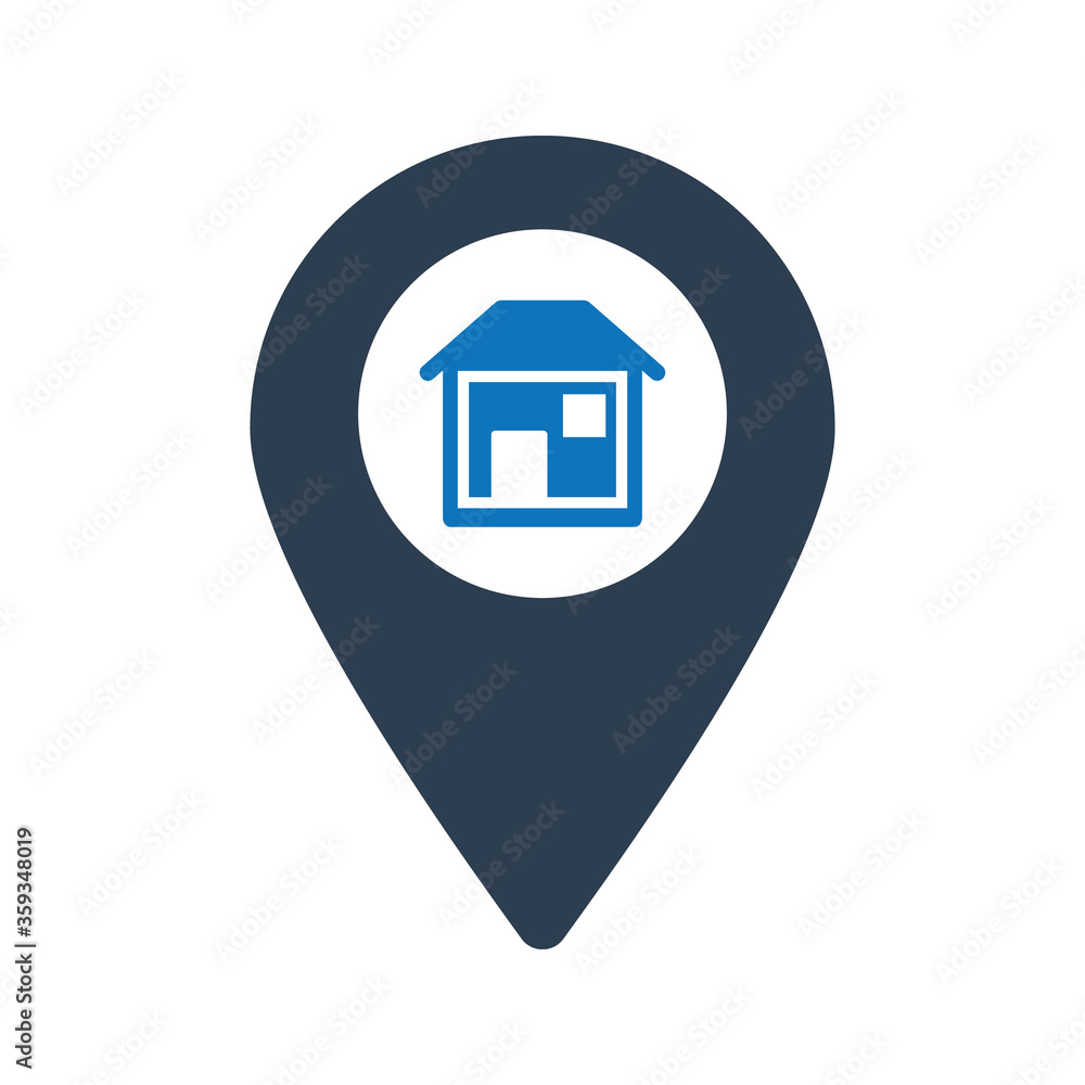House Location Icon. Real estate building icon. House Location Icon. Real estate building icon.