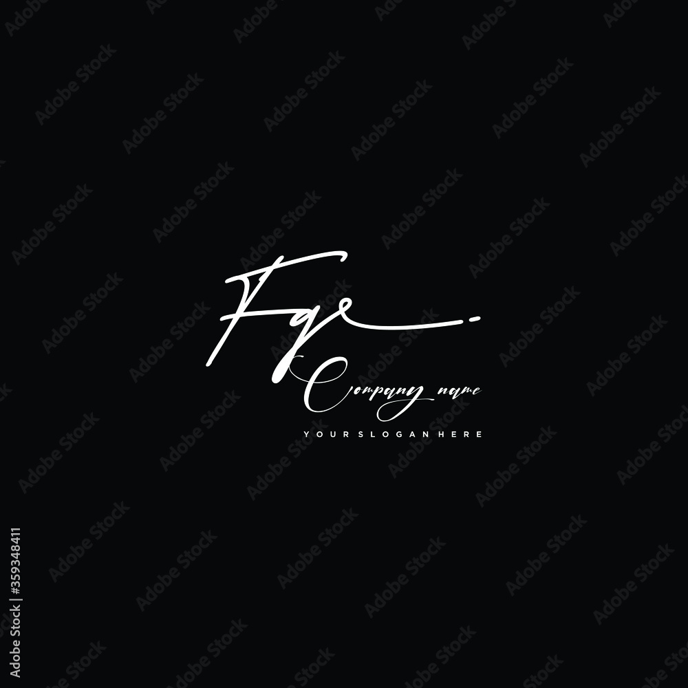 FQ initials signature logo. Handwriting logo vector templates. Hand drawn Calligraphy lettering Vector illustration. FQ initials signature logo. Handwriting logo vector templates. Hand drawn Calligraphy lettering Vector illustration.