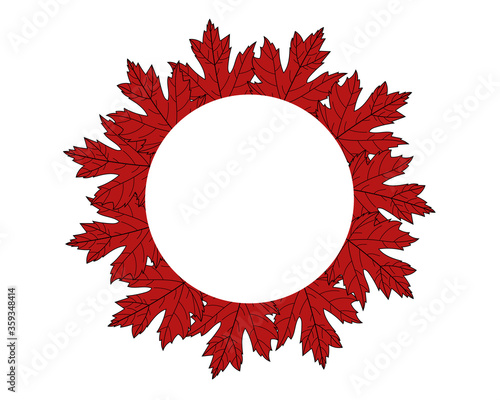 Wreath frame autumn maple leaves on a white background vector illustration