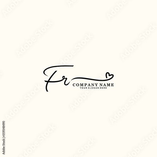 FR initials signature logo. Handwriting logo vector templates. Hand drawn Calligraphy lettering Vector illustration.