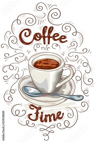 Coffee time - cup of coffee advertising poster