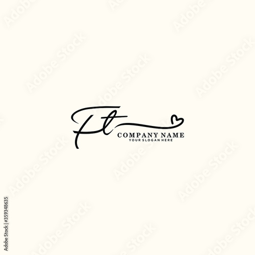 FT initials signature logo. Handwriting logo vector templates. Hand drawn Calligraphy lettering Vector illustration.