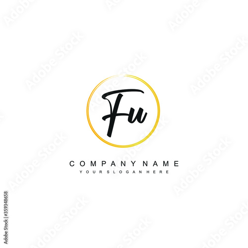 FU initials signature logo. Handwriting logo vector templates. Hand drawn Calligraphy lettering Vector illustration.
