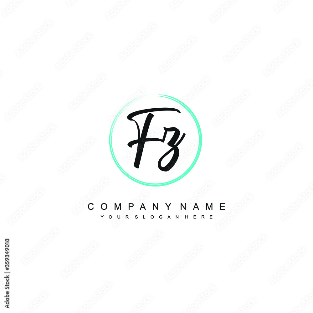 FZ initials signature logo. Handwriting logo vector templates. Hand drawn Calligraphy lettering Vector illustration.