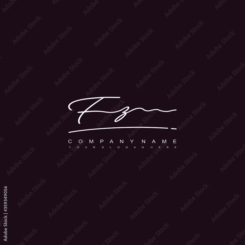 FZ initials signature logo. Handwriting logo vector templates. Hand drawn Calligraphy lettering Vector illustration.