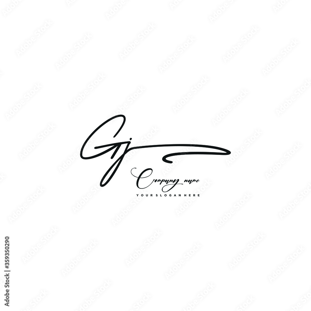 GJ initials signature logo. Handwriting logo vector templates. Hand drawn Calligraphy lettering Vector illustration.
