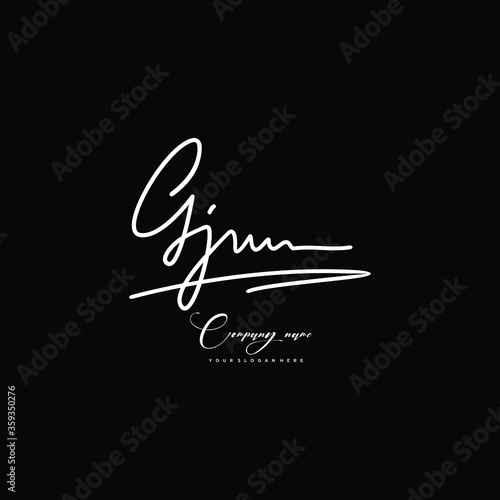 GJ initials signature logo. Handwriting logo vector templates. Hand drawn Calligraphy lettering Vector illustration. 