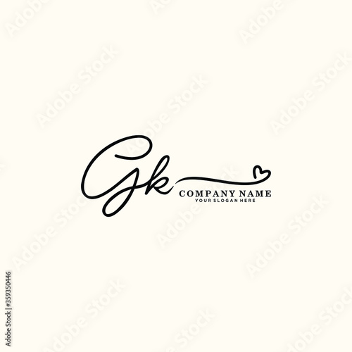 GK initials signature logo. Handwriting logo vector templates. Hand drawn Calligraphy lettering Vector illustration.

