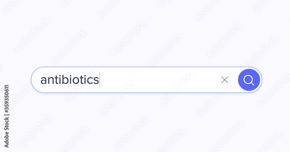 Search the Internet for antibiotics Information. Search engine. Search in the browser bar. Text in the browser bar. Isolated on a white background. Search the Internet for antibiotics Information. Search engine. Search in the browser bar. Text in the browser bar. Isolated on a white background.