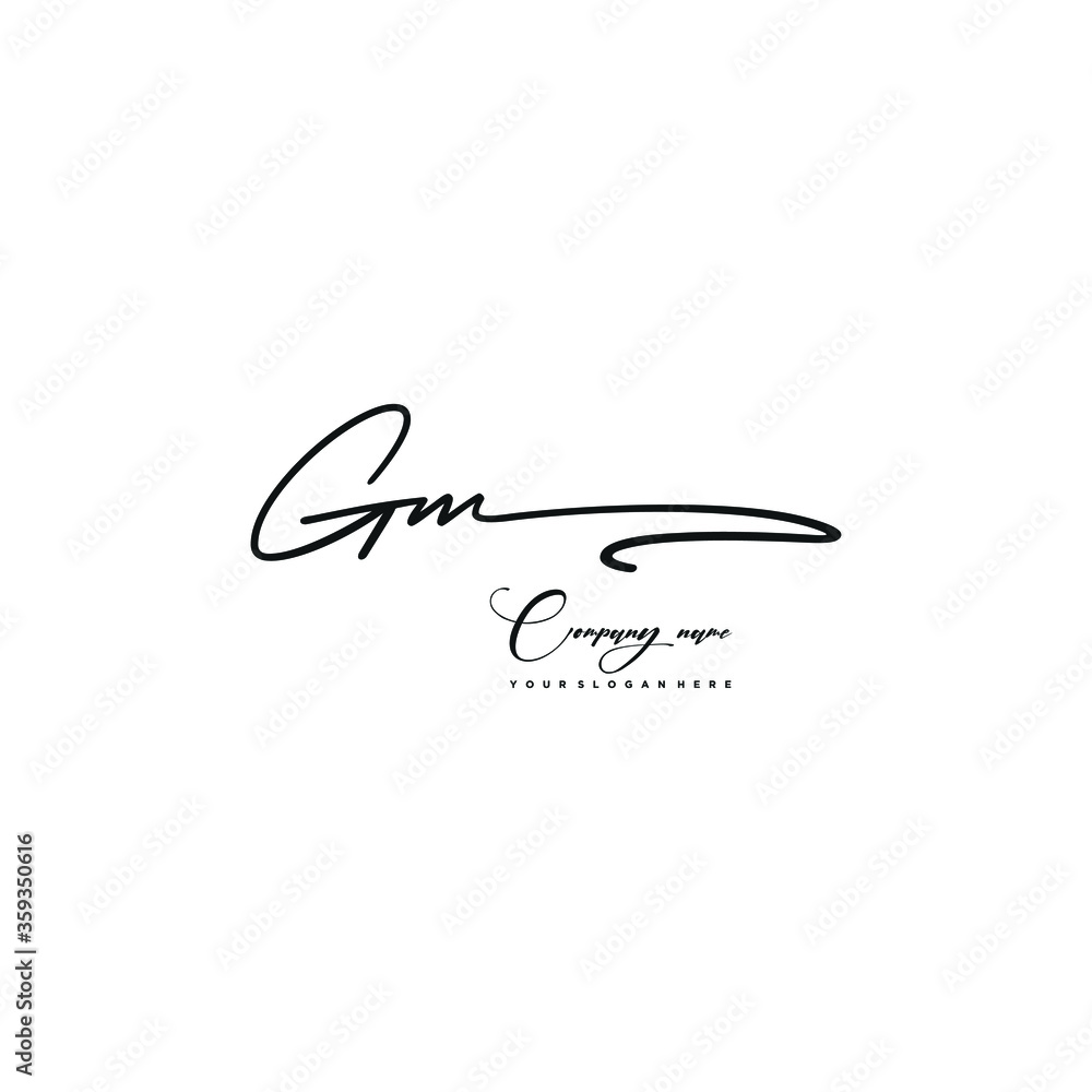 GM initials signature logo. Handwriting logo vector templates. Hand drawn Calligraphy lettering Vector illustration.