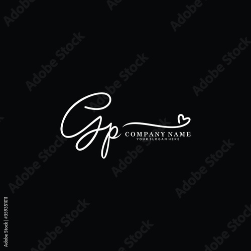GP initials signature logo. Handwriting logo vector templates. Hand drawn Calligraphy lettering Vector illustration.