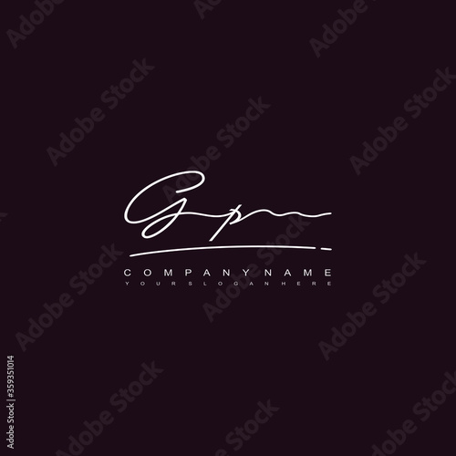 GP initials signature logo. Handwriting logo vector templates. Hand drawn Calligraphy lettering Vector illustration.