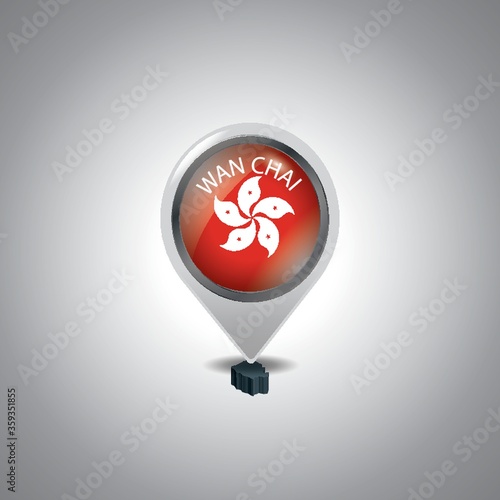 wan chai map with map pointer