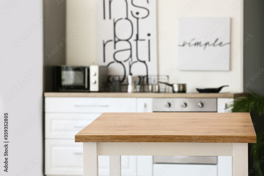 Empty table in modern kitchen