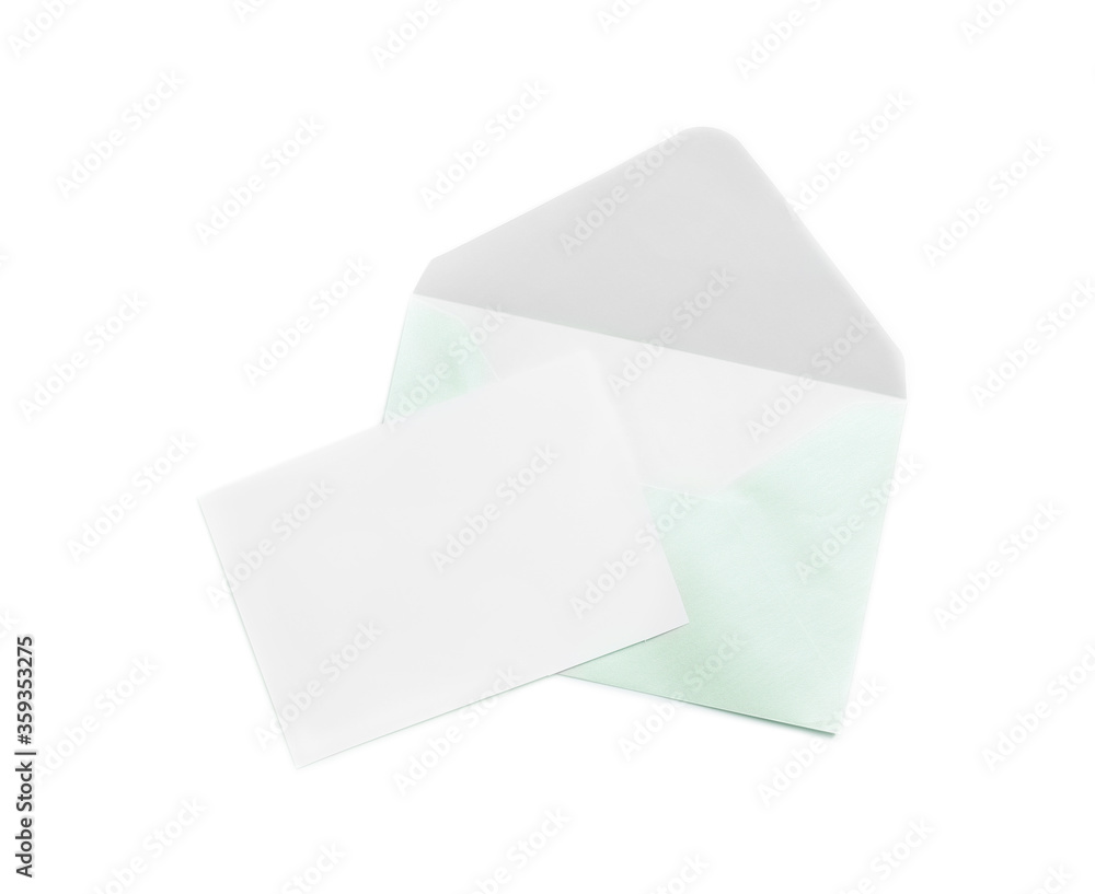 Blank card with envelope on white background Blank card with envelope on white background