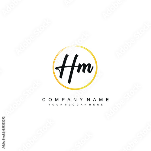 HM initials signature logo. Handwriting logo vector templates. Hand drawn Calligraphy lettering Vector illustration.