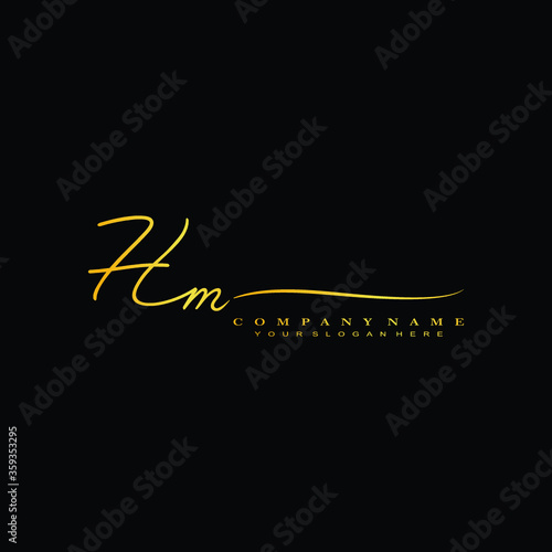 HM initials signature logo. Handwriting logo vector templates. Hand drawn Calligraphy lettering Vector illustration.