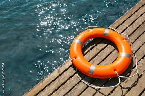 Принти на полотні Lifebuoy ring on berth outdoors