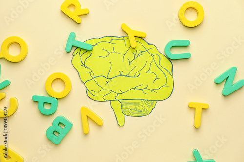 Paper brain and letters on ...