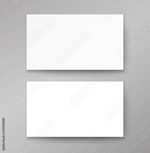 Business card template empty blank mock up for copy space on table desk realistic vector design, white visiting cards mockup for identity presentation