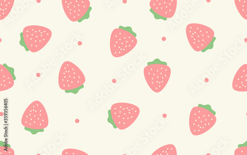Seamless pattern of pastel strawberry background - Vector illustration
