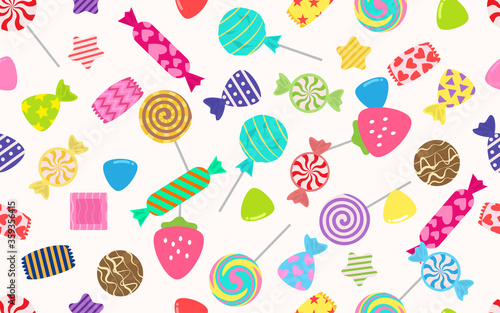 Seamless pattern of sweets and candies icon on white background