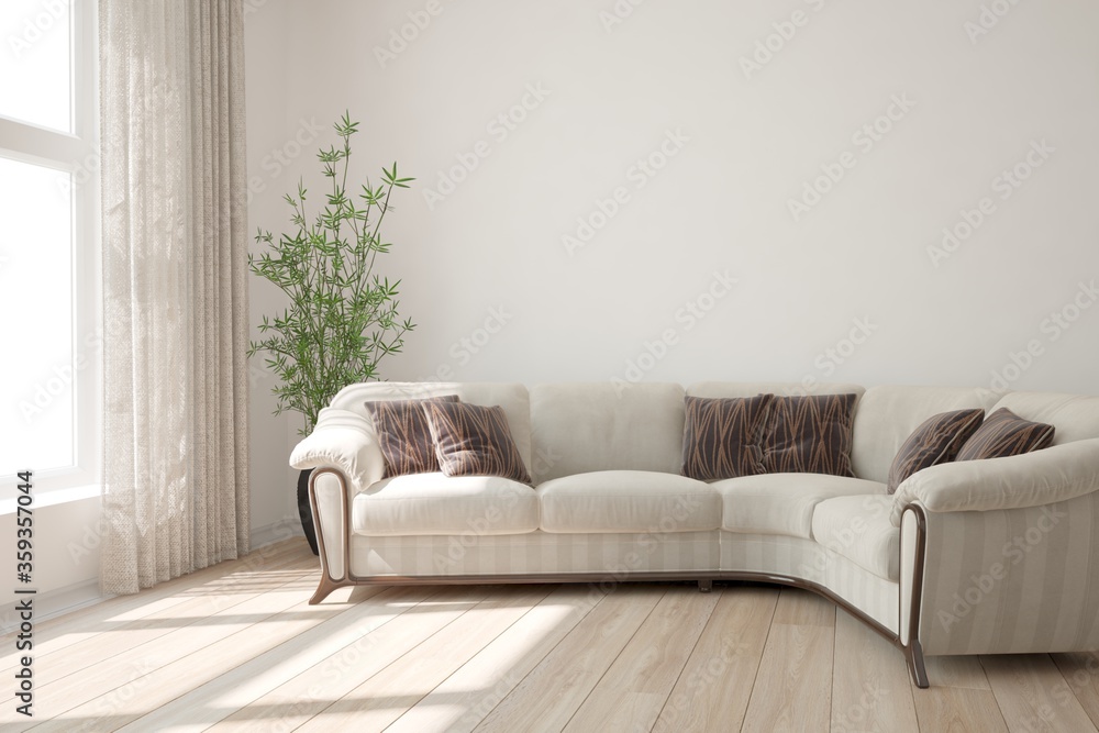 modern room with sofa,pillows and curtains interior design. 3D illustration modern room with sofa,pillows and curtains interior design. 3D illustration