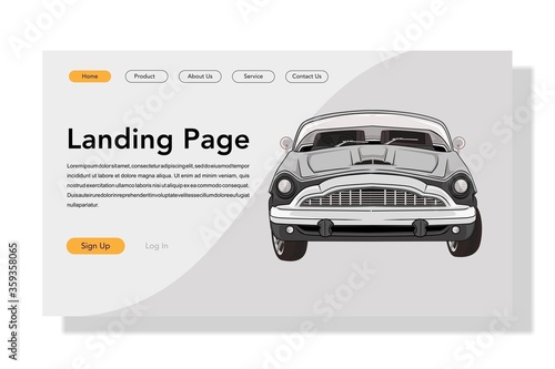 car landing page flat illustration