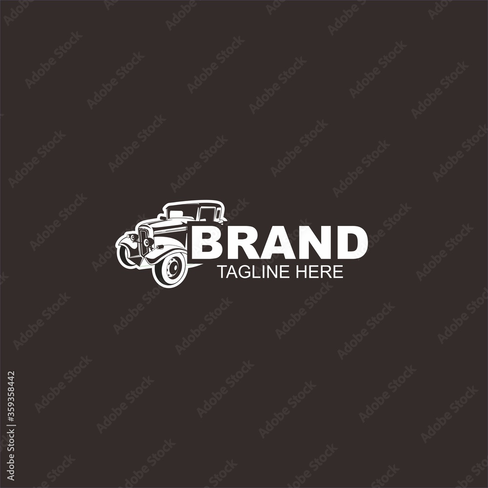 Template of hot road car logo, retro logo style, vintage logo. Perfect for all automotive industry.