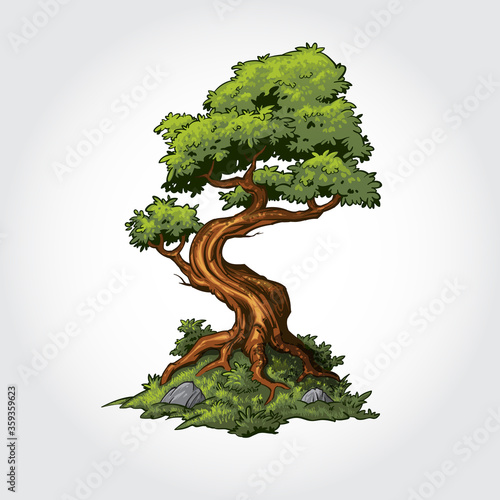 Tree Vector Cartoon Illustration. Green tree or Eco nature concept illustration. 
