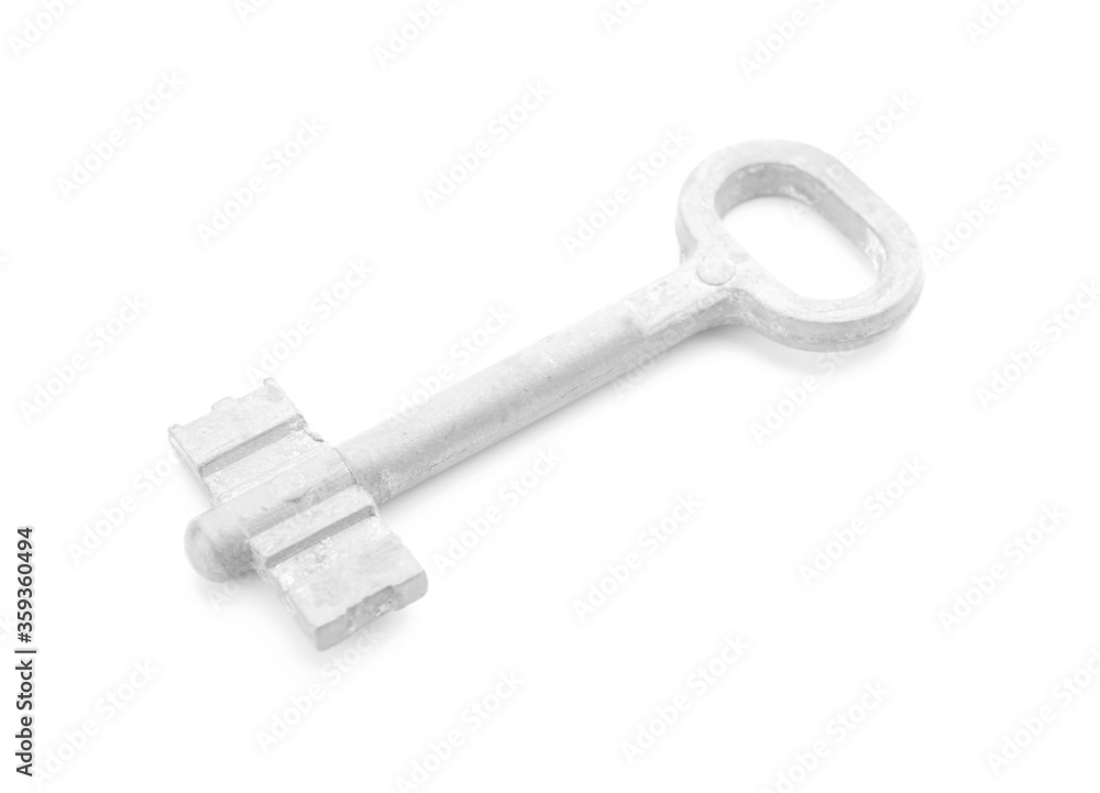 Old key on white background Old key on white background