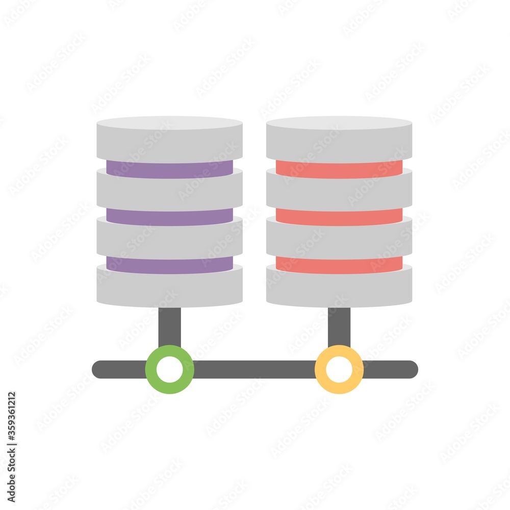 Computer servers icon illustration in flat design style. Database, data center symbol. Computer servers icon illustration in flat design style. Database, data center symbol.