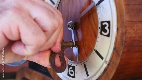 Wind up old wooden clock