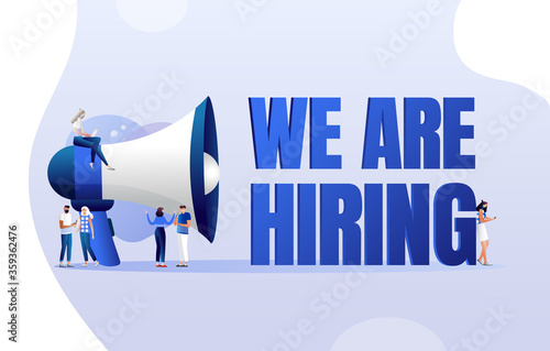 Big megaphone with we are hiring word	